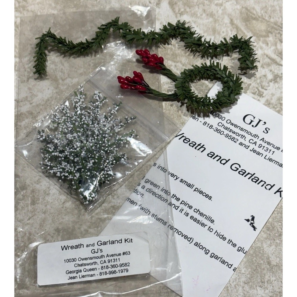 Dollhouse Miniature 1:12 Wreath & Garland DIY Kit. Vintage NOS